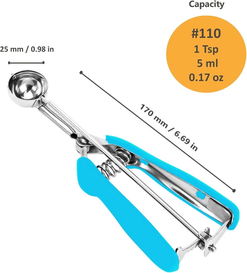 LLESCA Extra Mini Cookie Scoop for Baking, 1 tsp / 5 ml Cookie Scooper, 18/8 Stainless Steel Cookie Scooper for Baking, Cookie Dough Scoop with Non-slip Grip (Blue) - Image 5